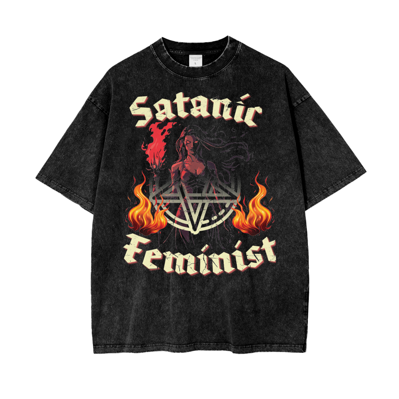 Satanic Feminist - Oversized Washed Tee