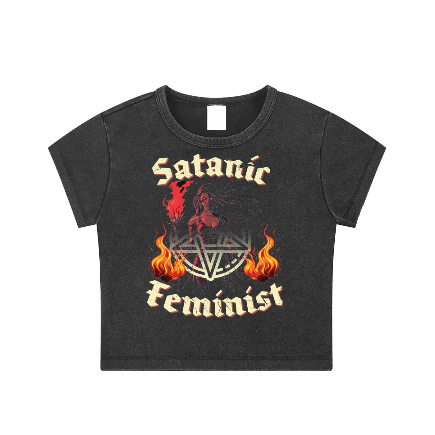 Satanic Feminist - Washed Baby Tee