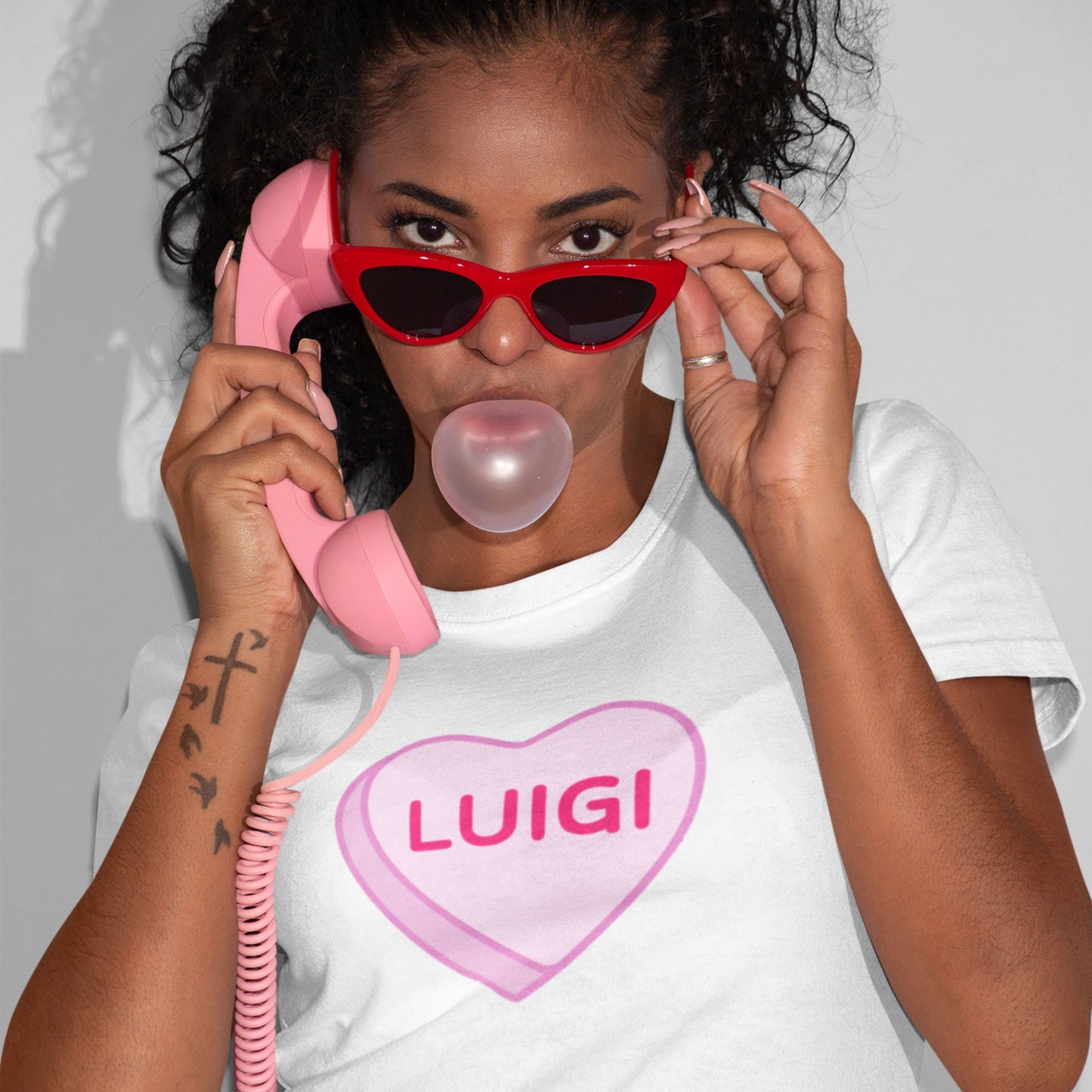 "Luigi" Candy Heart - Boxy Cropped Tee